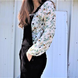 Gap black corduroy overalls size small